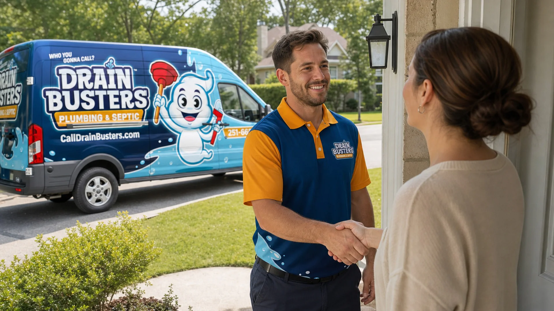 DrainBusters crew ready for Theodore AL plumbing service.